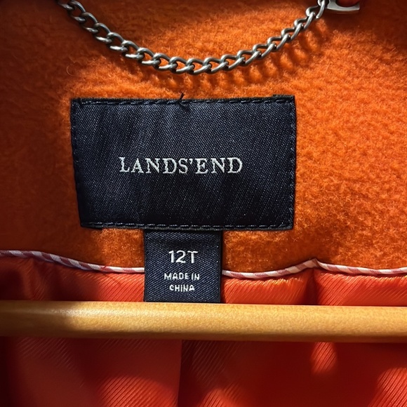 Lands End 65% Wool Orange Pea Coat - Picture 2 of 5